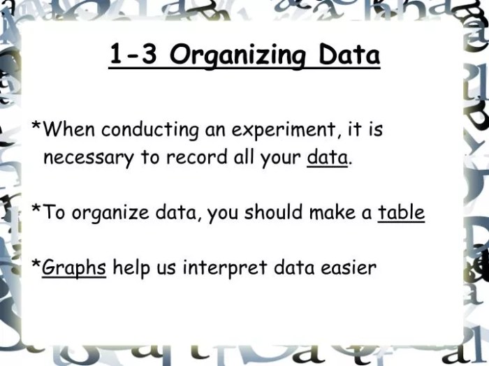 Organizing data worksheet answers pogil