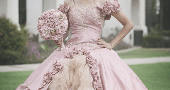 Quinceañera spectacular read bright wearing dress large