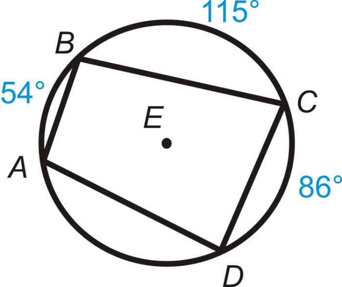 Inscribed quadrilaterals worksheet answer key