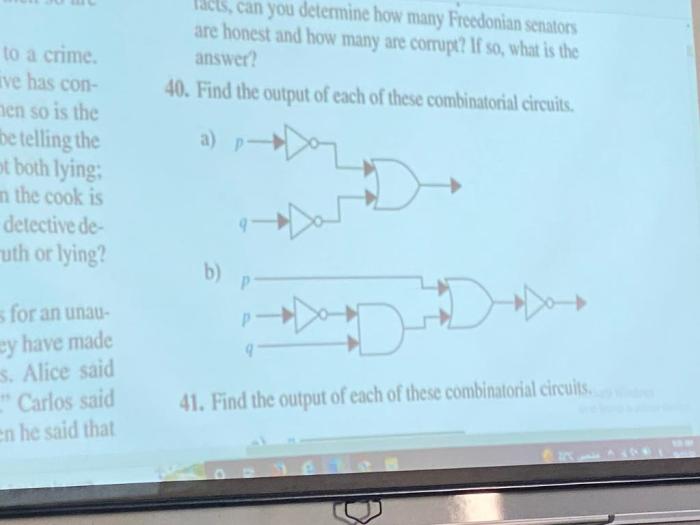 Find the output of each of these combinatorial circuits